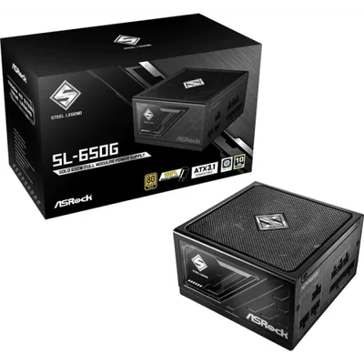 FUENTE ALIMENTACION ASROCK SL-650G,PSU,650W,80 PLUS GOLD,135MM,MODULAR,PCI-E 5.1 (12+4pin)x1,PCI-E (6+2 pin)x3,SATA (5 pin)x9