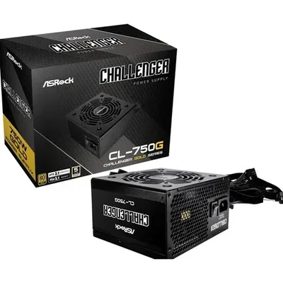FUENTE ALIMENTACION ASROCK CL-750G,PSU,750W,80 PLUS GOLD,120MM,ACTIVE PFC,PCI-E 5.1 (12+4pin)x1,PCI-E (6+2 pin)x4,SATA (5 pin)x4