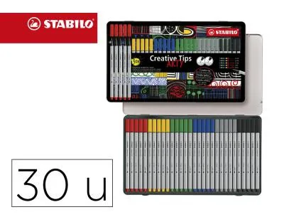 ESTUCHE METAL CREATIVE TIPS - ARTY LINE CLASSIC 30 UDS.1 UD. C/PUNTA 48,44,36,32,95 Y 46. NOV. ENE. 2024 STABILO 89/30-6-1-20