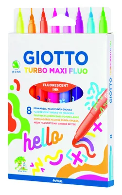 ESTUCHE CON ASA 8 ROTULADORES TURBO MAXI FLUOR GIOTTO F453800