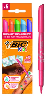 ESTUCHE TATTOO 5 ROTULADORES ESPECIAL TATOO+10 PLANTILLAS TATOO  BIC 516874