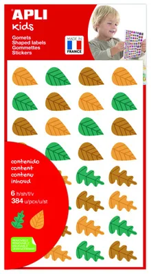 BOLSA DE GOMETS - PEGATINAS HOJAS DE ÁRBOLES 6 HOJAS APLI 19