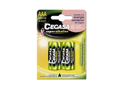 BLISTER 4+2 PILAS SUPER ALKALINAS LR03 - E92 (AAA) CANCER MAMA CEGASA 329057
