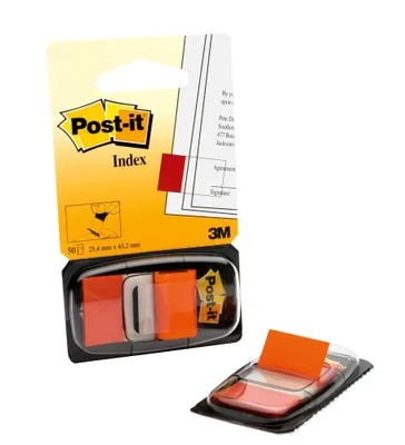 BLISTER DISPENSADOR 50 MARCADORES INDEX NARANJA 25,4X43,2MM 680-4 POST-IT 7000144932