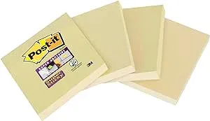 PACK 4 BLOCS 45 HOJAS NOTAS RECICLADAS ADHESIVAS 102X152MM SUPER STICKY CANARY YELLOW CON LÍNEAS 4645-RSSCY4 POST-IT 7100321347
