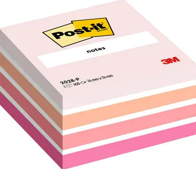 CUBO 450 HOJAS NOTAS ADHESIVAS 76X76MM COLORES SURTIDOS ROSAS 2028-P POST-IT 7100172384