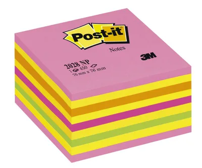 CUBO 450 HOJAS NOTAS ADHESIVAS 76X76MM COLORES NEÓN 2028-NP POST-IT 7100200378