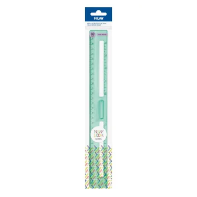 REGLA 30 CM TRANSPARENTE SERIE NEW LOOK, VERDE MILAN 353801NL