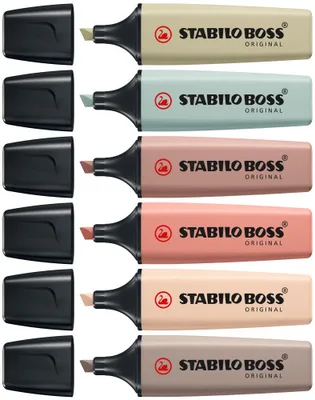STABILO BOSS NatureColors marcador 6 pieza(s) Punta de cincel Negro, Bronce, Marrón, Verde, Gris, Verde claro