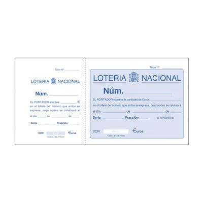 TALONARIO 100 HOJAS LOTERÍA 1/3 APAISADO SENCILLO DOHE 50015