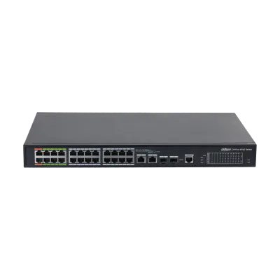 (DH-LR2226-24ET-360-V2) DAHUA SWITCH L2 EPOE GESTIONABLE 24 PUERTOS 10/100 (8 EPOE/EOC + 16 POE) + 2 UPLINK COMBO GIGABIT/SFP
