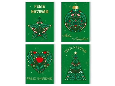 TARJETA FELICITACIÓN NAVIDAD FOIL GREEN/GOLD BISMARK 330895