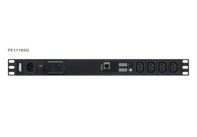 ATEN 18-OUTLET 1U PDU WITH CURRENT & VOLTAGE LCD DISPLAY, OVERCURRENT AND SURGE PROTECTION (10A) (16X C13) (PE1118SG-AT-G)