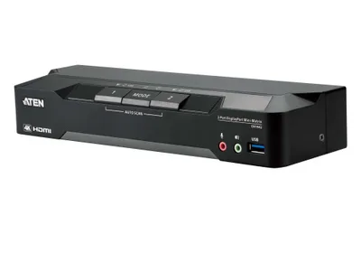 ATEN 2-PORT 4K DISPLAYPORT DUAL DISPLAY MINI-MATRIX BOUNDLESS KVM SWITCH WITH USB PERIPHERAL SUPPORT (CM1942-AT-G)