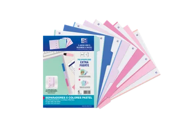 KIT SEPARADORES PP 500 MICRAS A4 5 POSICIONES COLORES PASTEL OXFORD 40015936
