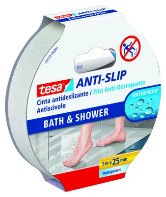 ROLLO CINTA SEGURIDAD ADHESIVA ANTIDESLIZANTE 25 MM X 5 METROS TRANSPARENTE TESA 55533-00001-11