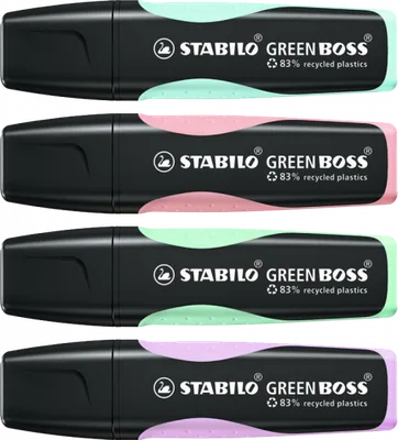 ESTUCHE WALLET 4 STABILO GREEN BOSS COLORES PASTEL SURTIDOS STABILO 6070/4-2
