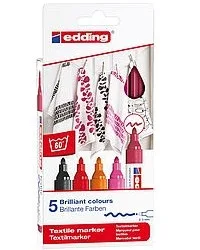 PACK 5 MARCADORES TEXTILES. COLORES CÁLIDOS. EDDING 4500-5-S-999