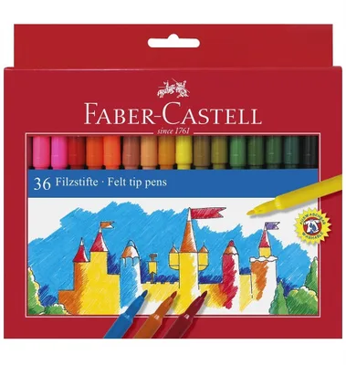 ESTUCHE CARTÓN 36 ROTULADORES ESCOLARES FABER CASTELL 554203