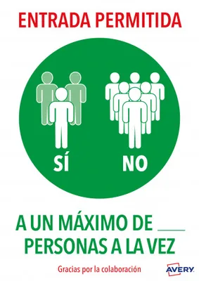 SEÑALES ADHESIVOS PREIMPRESO  "ENTRADA PERMITIDA" SOBRE DE 2 HOJAS EN A4 AVERY AV_KITCOVID6_ES