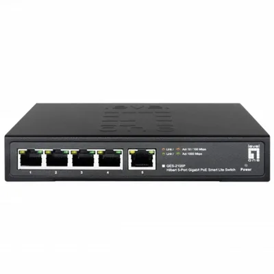 LevelOne GES-2105P – Switch Smart Lite Gigabit PoE de 5 Puertos (4 PoE+)
