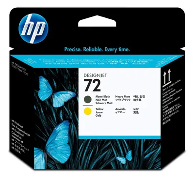 CABEZAL NEGRO MATE Y AMARILLO HP 72
