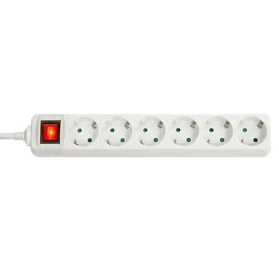 73103 - Extensión de alimentación de red Schuko de 6 vías con interruptor, blanco