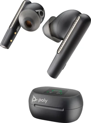 Audífonos Poly Voyager Free 60+ Color negro carbón + adaptador BT700 USB-C + estuche de carga con pantalla táctil