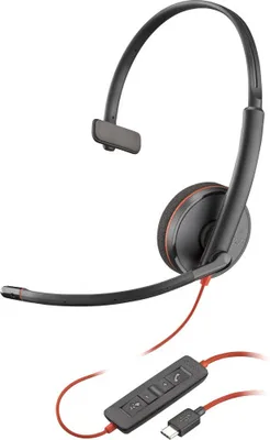 Auriculares monoaurales USB-C Poly Blackwire 3210 + adaptador USB-C/A (8X214AA)