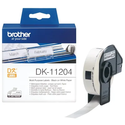 Etiquetas papel precortada brother dk11204 17 x 54 mm multiproposito 400 etiquetas