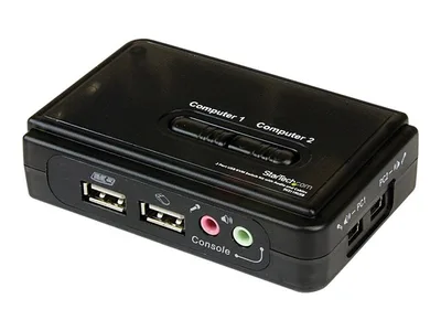 JUEGO KIT CONMUTADOR KVM 2 PUERTOS USBAUDIO VIDEOVGA CABLES