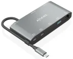 AISENS USB-C Dock 8 en 1, USB-C a 1xHDMI, 1xVGA, 1xRJ45, 2xUSB-A, 2xUSB-C 5G, 1xUSB-C PD, Gris, 20 cm